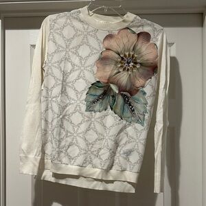 Ted Baker Cream Viscoe Frony and Knit back Top